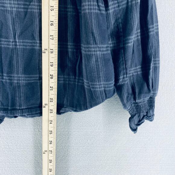 Faherty Flannel Shirt Womens S Gray Organic Cotton Button Up Costal Cowgirl - Picture 9 of 11